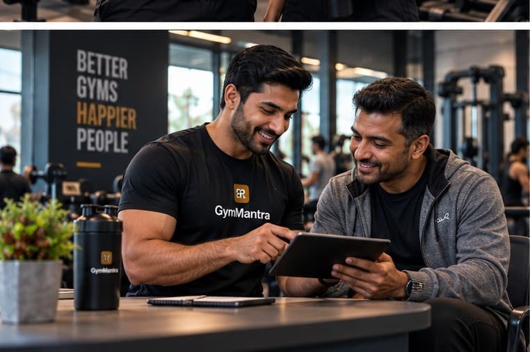 A gym trainer helping a member on the floor